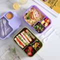 Bento Lunch Box For Kids Girls Cartoon Students Kawaii Cute Heated 3 Grid Sandwich Snack Food Box Special Canteen Food Storage. 