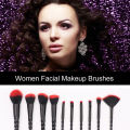 10pcs Black Unicorn Makeup Brushes Kit With Red Bristles Handles Sprial Makeup Brush Set Foundation Eyeshadow Unicorn Brush Kit. 