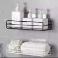 Wall-Mounted Bathroom Storage Shelf without Hooks And Screw Space-Saving Hanging Organizer Rack for Toiletries Multipurpose Shower Accessories Holder Durable and Easy-to-Install Shelf for Home and Office Use. 
