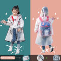 EVA Transparent Children Raincoat Girls Whole Body Waterproof Boys Kindergarten Pupils Poncho With Schoolbag Space.
