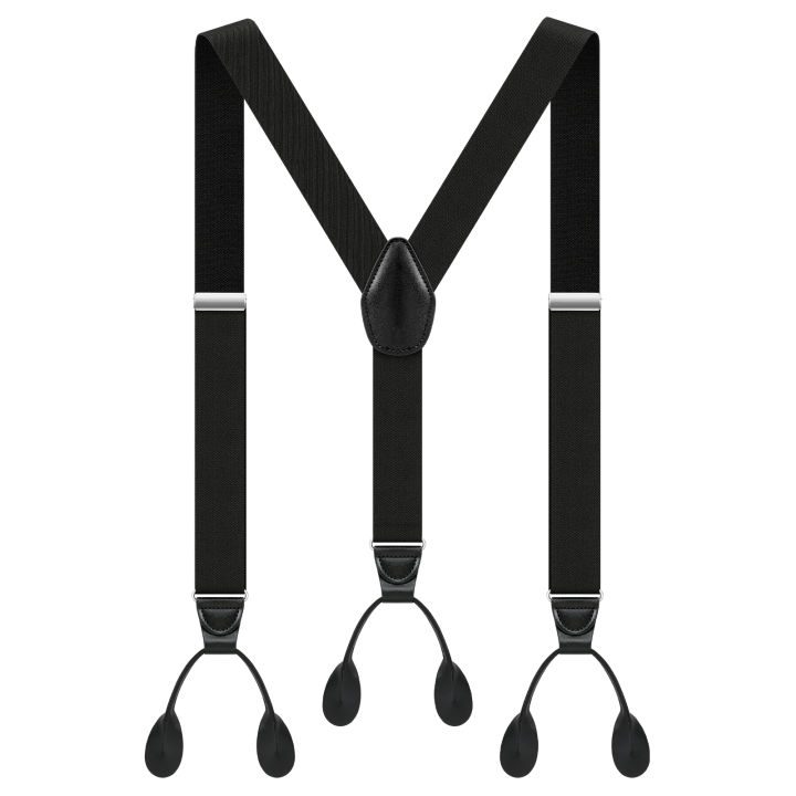 Men Button Suspenders Adjustable lastic Y Shape Tuxedo Suspender with Leather Buttons End Long Lasting Stretch Ultimate Fashion
