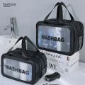 Dry-wet separation double transparent PU makeup bag portable washing bag cosmetic storage bag travel fitness swimming essentials. 