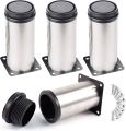 Stainless Steel Adjustable Furniture Feet, Round Sofa, Cabinet, Table Legs, Adjustable Steel Legs Pack of 4. 