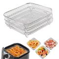 Stainless Steel Grill Basket Non-Stick Airfryer Tray Wire Rack Air Fryer Rack Stackable Grilling Rack Basket Kitchen Gadgets. 