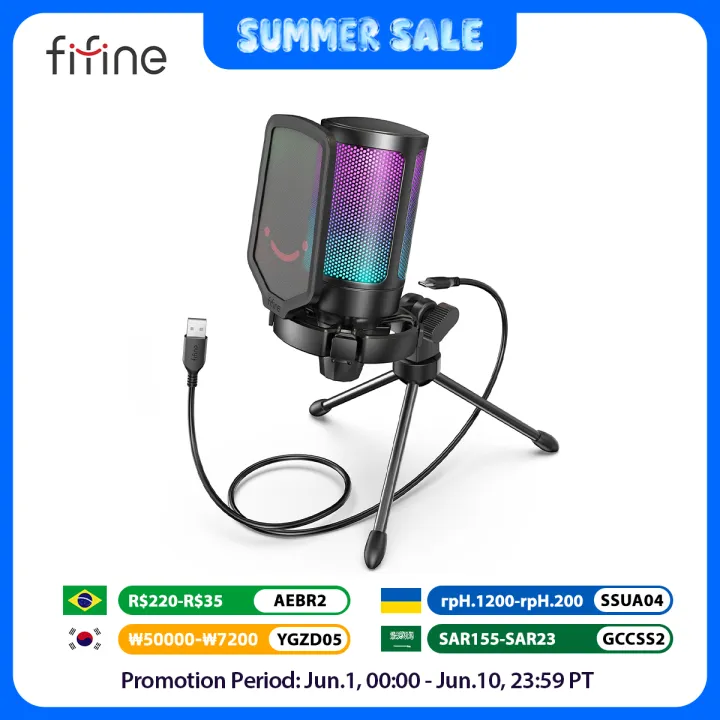 FIFINE%20USB%20Condenser%20Gaming%20Microphone,%20for%20PC%20PS4%20PS5%20MAC%20with%20Pop%20Filter%20Shock%20Mount&Gain%20Control%20for%20Podcasts%20,Ampligame%20A6V%20-%20Image%202