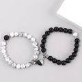 couple bracelet black and white marble design magnetic couole bracelet for lovers/ best friends. 