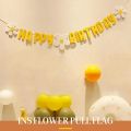 New Baby Shower Daisy Happy Birthday Banner White Flower Birthday Sign Garland Decoration Happy Daisy Flag Yellow Flower Party.