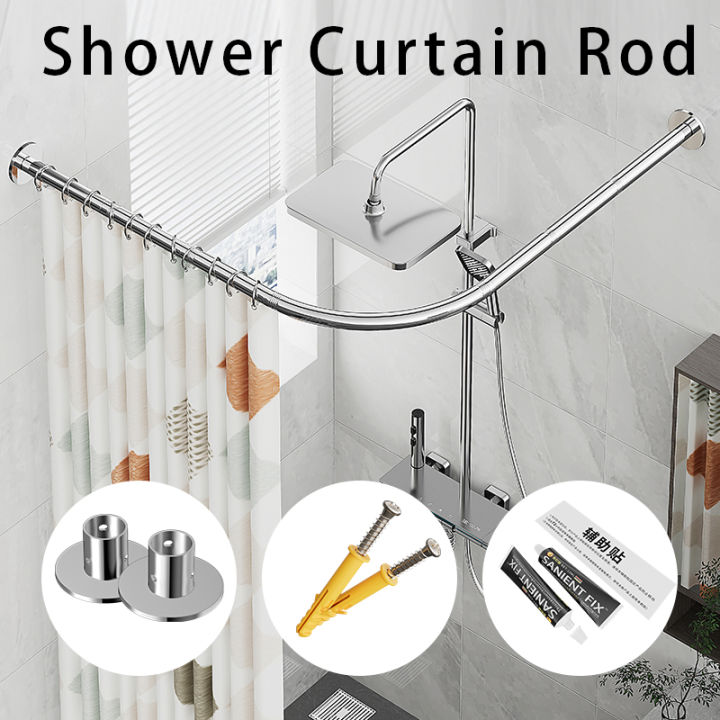 Punch-Free%20Shower%20Curtain%20Pole%20Arc%20L-Shaped%20Stainless%20Steel%20Retractable%20Rail%20Rod%20White/black%20Telescopic%20Rod%20-%20Image%203