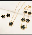 Fashion Alloy Jewelry Set Plum Blossom Five Leaf Flower Earing Girls Bracelet Laser Metal. 