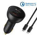 Baseus 160W Car Charger QC 5.0 Fast Quick Charging PPS PD3.0 USB Type C Car Phone Charge For iPhone 13 14 15 Pro Laptops Tablets.