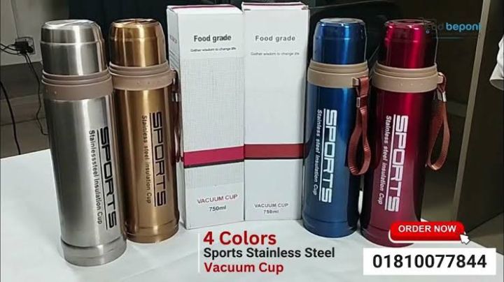Sports Vacuum Flask 750ML stainless steel water bottle- Hot & Cold Thermos