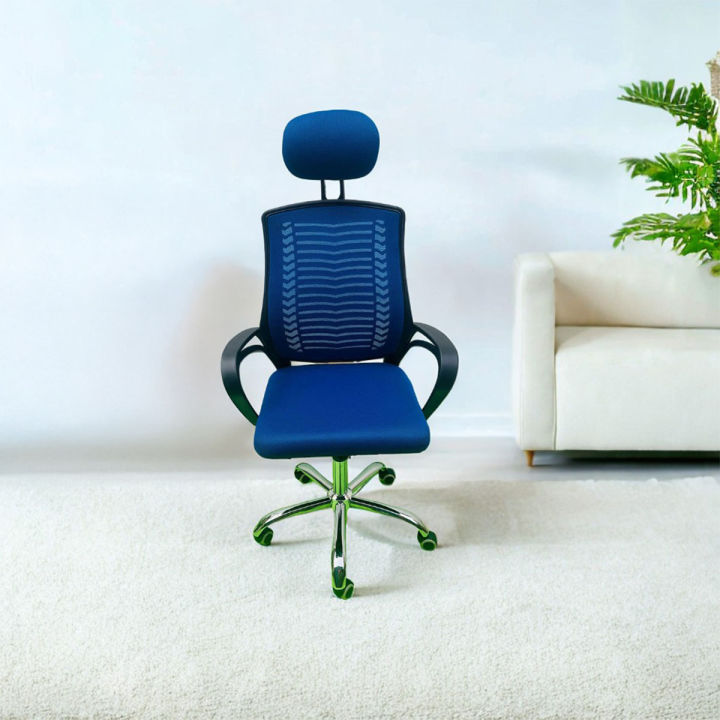 (FP-M-23-Ss) Executive office chair V-mash Blue Revolving Chair with Headrest Chair
