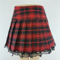 New Contrast Lace Plaid Pleated Skirt Vintage Skater Clothes Harajuku Gothic Punk England Style Y2k Skirt.