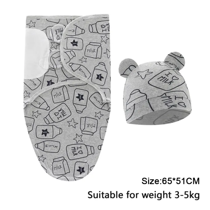 Baby%20Blanket%20Hat%20Set%20Cartoon%20Printed%20Cotton%20Newborn%20Swaddle%20Adjustable%20Infant%20Sleeping%20Swaddle%20Wraps%20All%20Seasons%200-6%20Months%20-%20Image%207