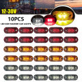 10PCS 12-24V LED Side Marker Car Lights Front Rear Clearance Indicator Lamp for Truck Trailer BUS Van Caravan Warning Lights. 