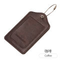 PU leather luggage tag with anti loss wire rope loop and built-in privacy protection cover, suitable for luggage and travel bags. 