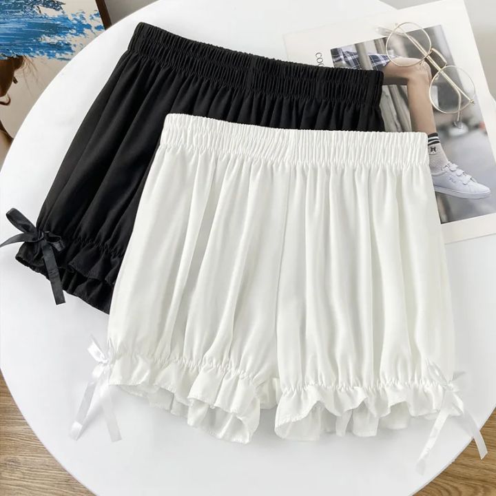 Women%20Lace%20Short%20Panties%20Imitation%20Silk%20Ruffle%20Bloomers%20Anti%20Exposure%20Safety%20Pants%20Lolita%20Satin%20Knickers%20Shorts%20Dress%20Pettipant%20-%20Image%204