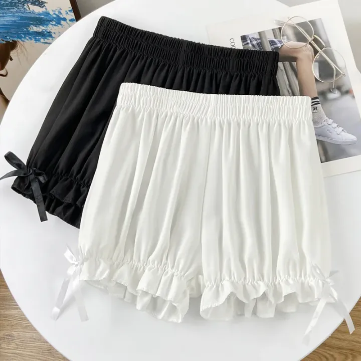 Women%20Lace%20Short%20Panties%20Imitation%20Silk%20Ruffle%20Bloomers%20Anti%20Exposure%20Safety%20Pants%20Lolita%20Satin%20Knickers%20Shorts%20Dress%20Pettipant%20-%20Image%204