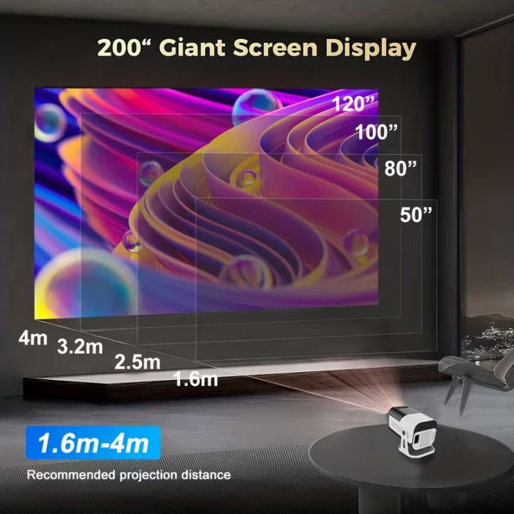 HY320 Mini Projector | 4K Android 13 Projector Native 720P 390 ANSI ...
