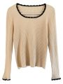 2026 Women Long Sleeve Slim Soft Tops Autumn Winter Square Neck Knitted Pullovers Casual Versatile Color Blocking Sweater.