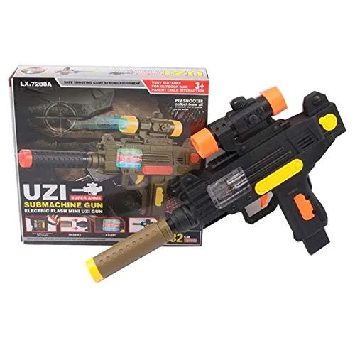 FunBlast Uzi Electric Flash Mini Gun Toy - with Light and Sound | Toy Gun Set for Kids, Battery Operated Gun for Children