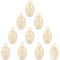 10pcs Oval with Virgin Mary Charms 304 Stainless Steel Miraculous Medal Pendants 0.8mm Small Hole Charms for Jewelry. 
