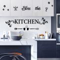 Kitchen Wall Decor Sticker Kitchen Quotes Bless This Kitchen Wall Decals Flower Art Removable DIY Vinyl Wall Stickers for Kitchen Dining Baking Room Bar Restaurant Home Decor.. 