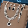 Elegant Bridal Jewelry Set Necklace Earrings with Sparkling Rhinestones Perfect for Weddings Parties. 