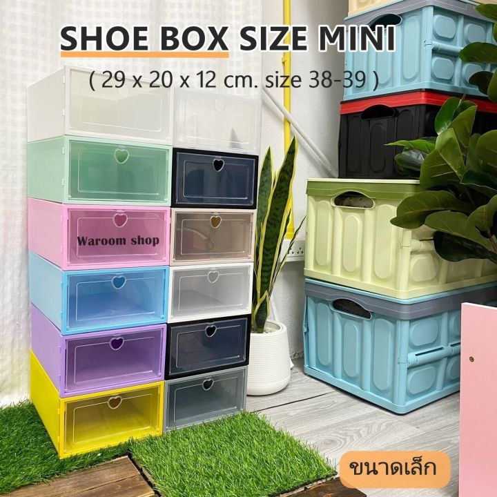 Small size! Shoe box size mini shoe box small round lid color open front