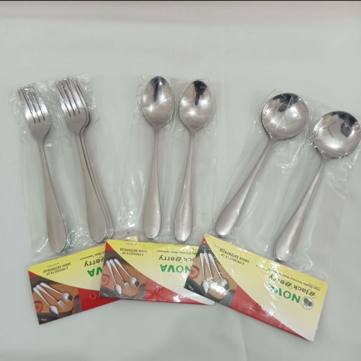 NOVA 18 PCS STAINLESS STEEL SPOON SET COMBO 6 PCS TEA SPOON 6 PCS FORK ...