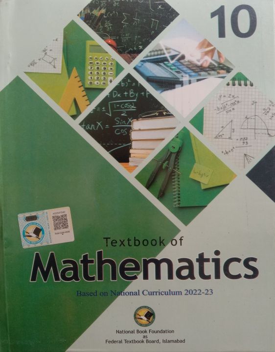 Textbook Book of Mathematics Science Group Class 10 New Edition 2025 By National Book Foundation As Federal Textbook Board Islamabad