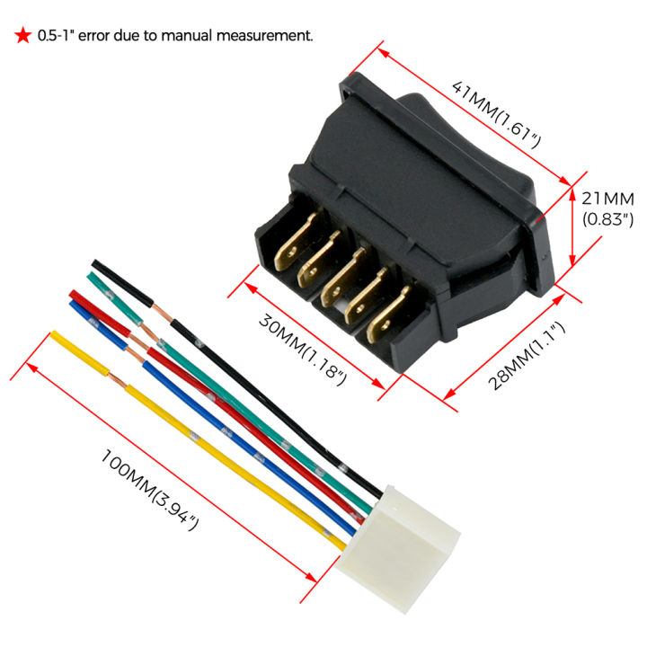 Universal%20Auto%20Car%20Power%20Window%20Switch%20Lifting%20Switch%205%20Pin%20DC%2012V%2020A%20Blue/Red%20Light%20Color%20And%20Harness%20-%20Image%202