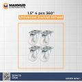1.5" 4PC Universal Swivel Casters – White PP Nylon Dual Roller Wheels for Platform Trolley & Chair.