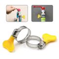5pcs Adjustable Yellow Plastic Handle Hand Twist Hose Clamps Worm Driving 201 Stainless steel  Clips For gas pipe 5/8"  (10-16mm). 