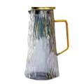 Luxury Hammered Glass Water Pitcher with Gold Tone Handle & Lid Modern Heat Resistant Iced Tea Juice & Sangria Decanter by Carpets Galaxy.