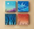 4 PCs mini canvas painting/acrylic painting customized. 