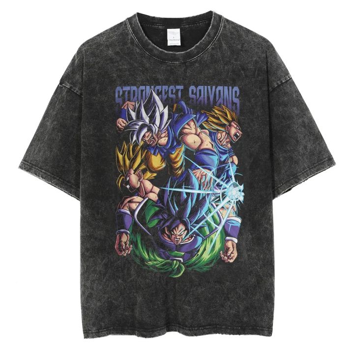 New 2026 Summer Dragon Ball Vintage Washed T Shirt for Men Premium Cotton Heavyweight Retro Streetwear Casual Unisex Graphic Tee