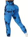 Tie Dye Seamless High Waisted Workout Leggings for Women Scrunch Butt Lifting Yoga Gym Athletic Pants.
