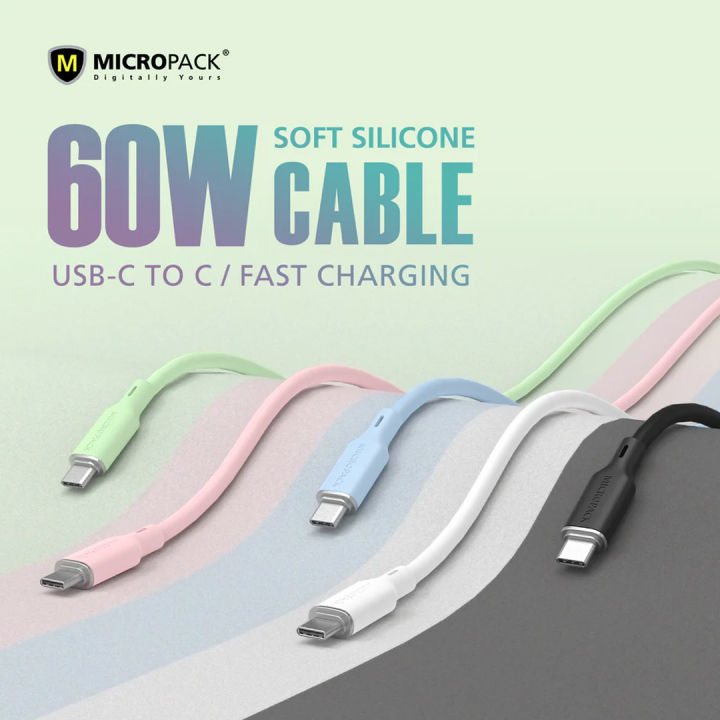 Micropack MC-C60 USB-C to USB-C Soft Silicone Cable for android and iphone