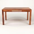 Ramdoot Furniture CNC Solid Sheesham Wood Dining Table 6 Seater | Six Seater Wooden Table with Four Chairs and 1 Bench with Flower Cushion| Dining Room Set for Restaurant | Rosewood, Honey Finish. 