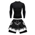 2PCS Anime Compression Sportswear Suit Men's Fitness Set Quick Dry Gothic Compression Shirt+Harajuk 2 in 1 Gym Shorts Summer. 