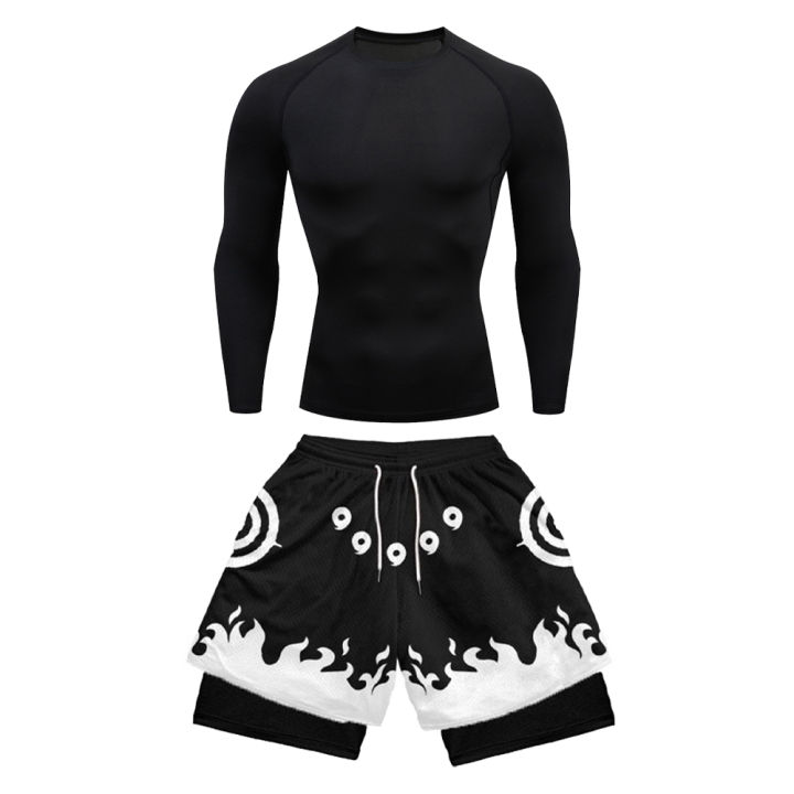 2PCS%20Anime%20Compression%20Sportswear%20Suit%20Men's%20Fitness%20Set%20Quick%20Dry%20Gothic%20Compression%20Shirt+Harajuk%202%20in%201%20Gym%20Shorts%20Summer%20-%20Image%204