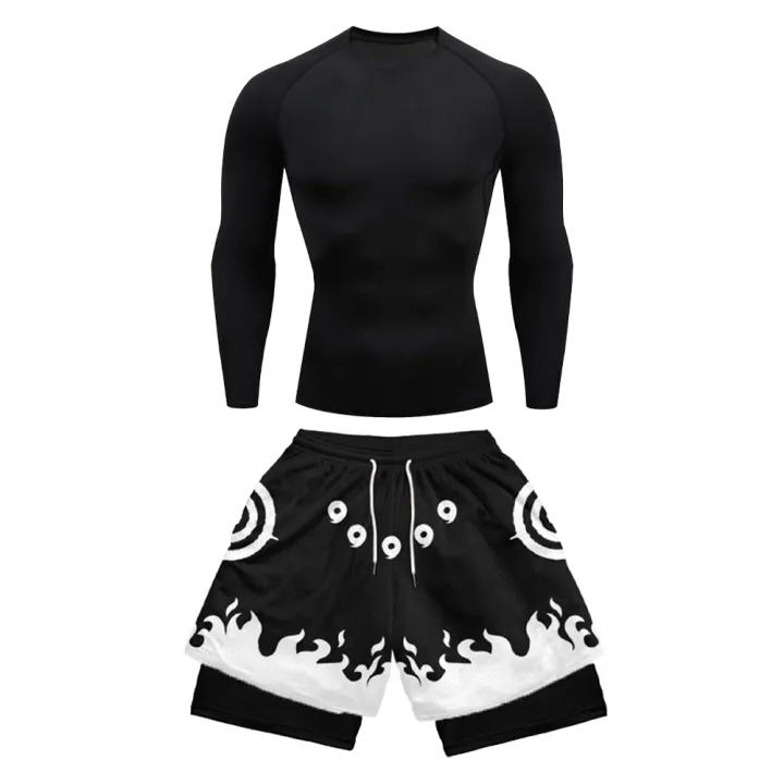2PCS%20Anime%20Compression%20Sportswear%20Suit%20Men's%20Fitness%20Set%20Quick%20Dry%20Gothic%20Compression%20Shirt+Harajuk%202%20in%201%20Gym%20Shorts%20Summer%20-%20Image%204