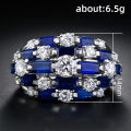 Huitan New Trendy Women Ring with Blue/White CZ Full Bling Iced Out Female Wide Rings for Party Statement Jewelry Drop Shipping. 