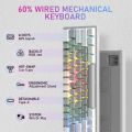 AULA F3261 Type-C Wired Hot Swappable 61 Keys RGB Mechanical Keyboard(White Grey ). 