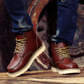 Winter Warm Men Boots Leather Mens Snow Boots No-slip High Top Male Work Shoes with Fur Handmade Waterproof Male Ankle Boots. 