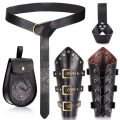 Medieval Viking Belt Steam Bracelet Renaissance Vintage Copper Coin Waist Bag Halloween Cosplay Dress Up Accessories Set. 