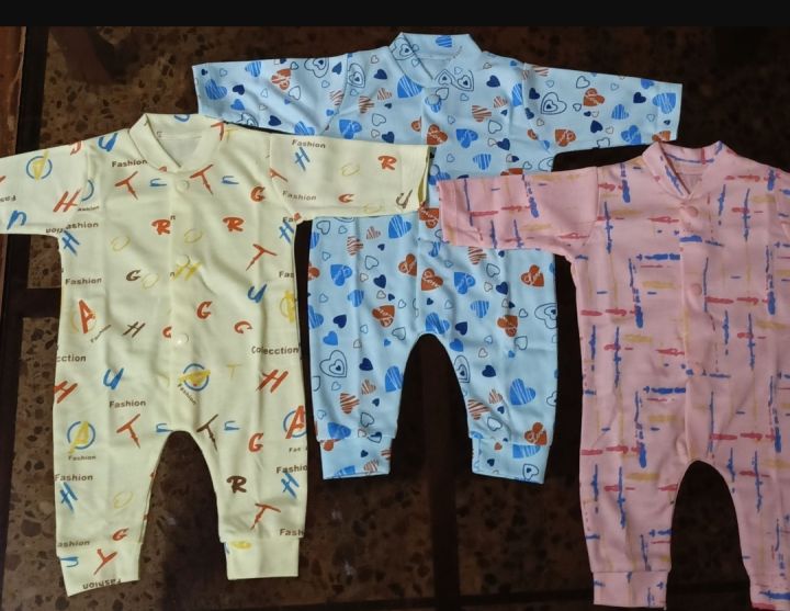 Pack Of 3 Baby Rompers - Newborn Baby Inner Full Sleeves Suit - Newborn Baby Body Suits - Size newborn Multicolor