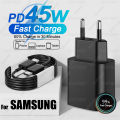 PD 45W Charger Fast Charging Phone Adapter For Samsung Galaxy S24 S23 S22 S25 Ultra A54 A15 A35 A55 5G Charger USB Type C Cable. 