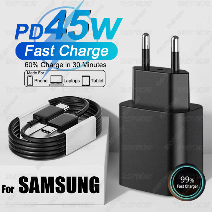 PD 45W Charger Fast Charging Phone Adapter For Samsung Galaxy S24 S23 S22 S25 Ultra A54 A15 A35 A55 5G Charger USB Type C Cable